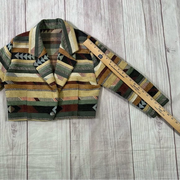 Women’s Vintage Southwest Mixed Print Tapestry Cropped Boho Jacket - Picture 7 of 8